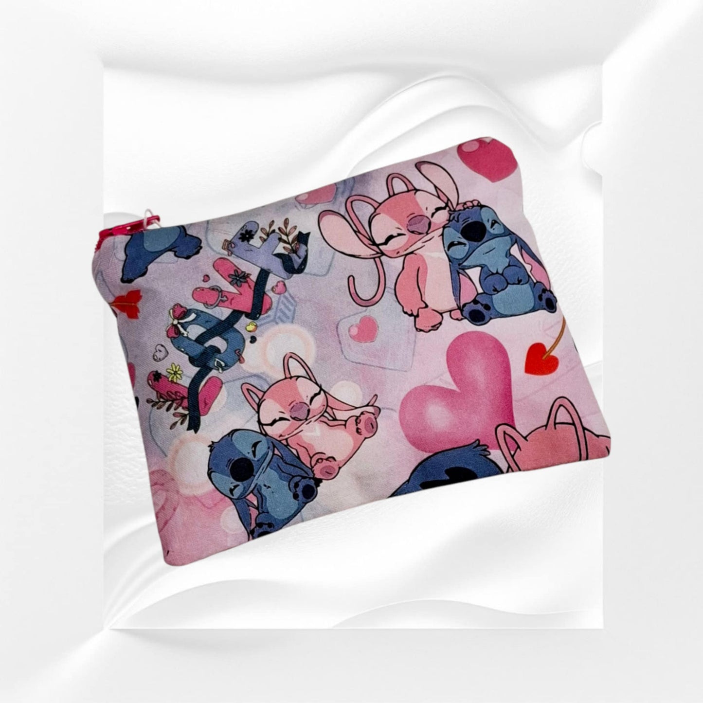 Χειροποίητο βαμβακερό πορτοφολάκι Angel και Stitch