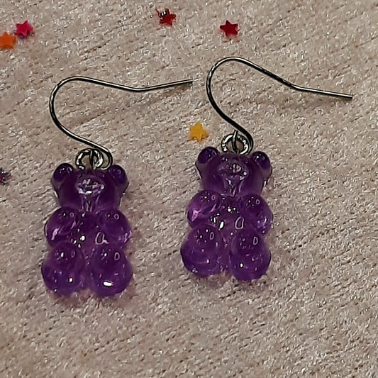 Σκουλαρίκια Gummy bear μωβ.