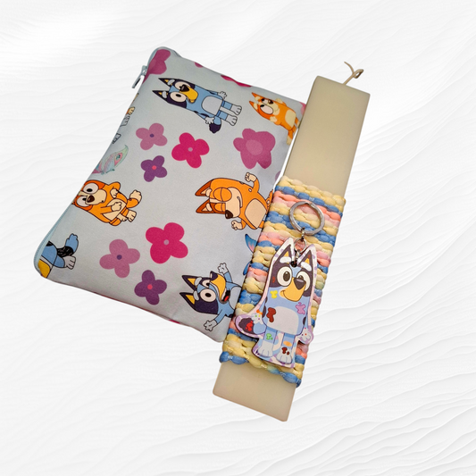 Λευκή αρωματική λαμπάδα Bluey με νεσεσεράκι