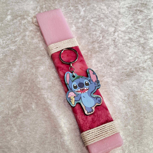 Ροζ αρωματική λαμπάδα Stitch