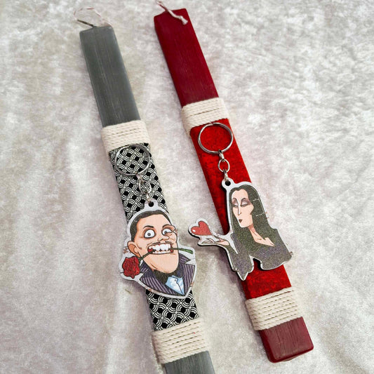 Σετ αρωματικές λαμπάδες για ζευγάρι Morticia and Gomez