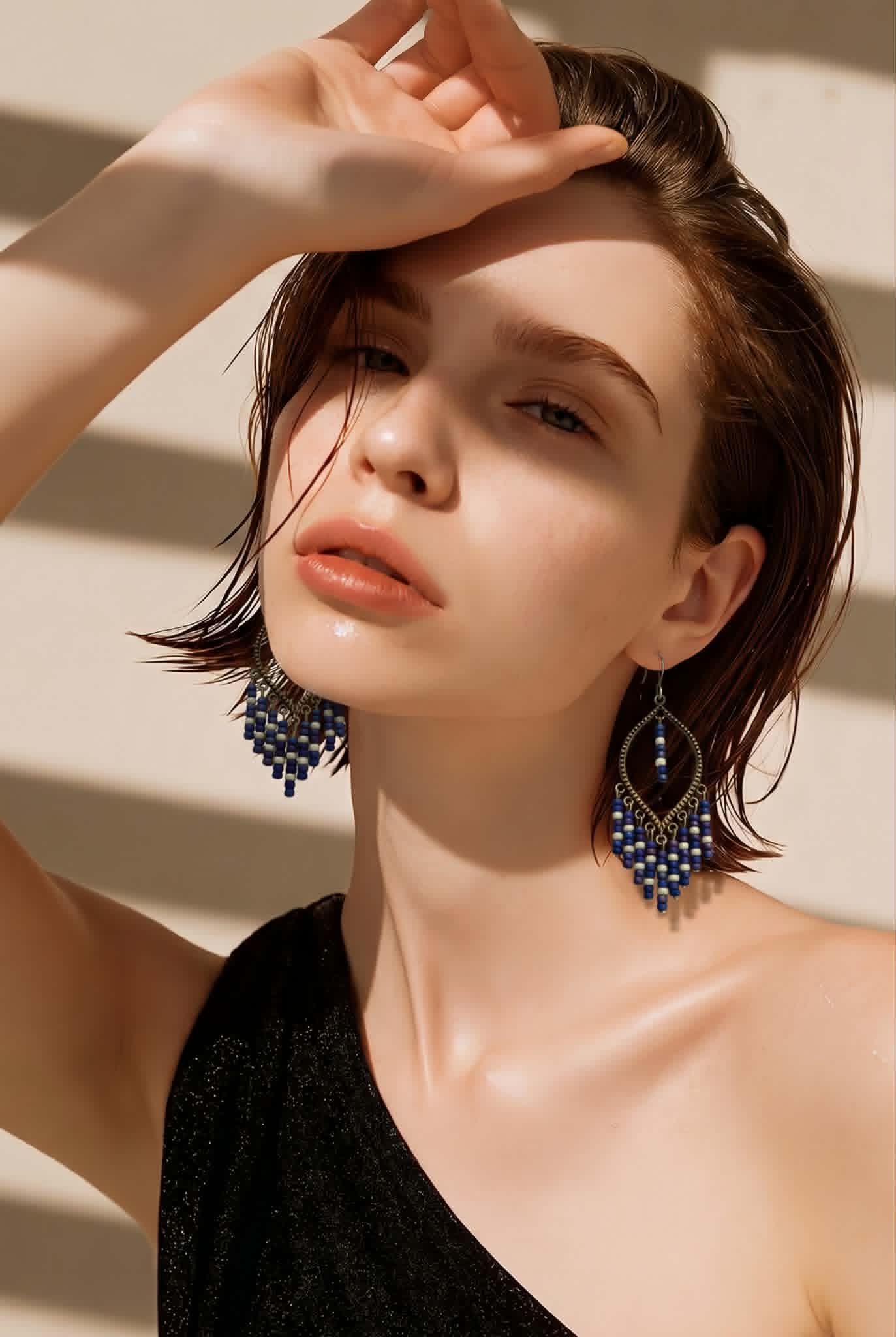Boho μπλε μακρυά σκουλαρίκια