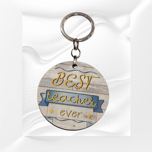 Ξύλινο μπρελοκ best teacher ever