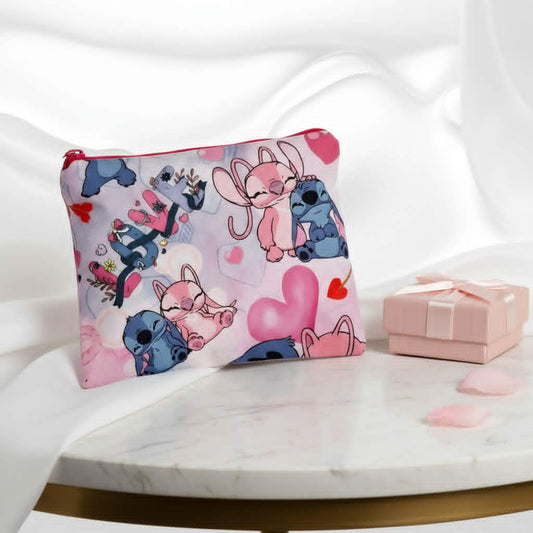 Χειροποίητο βαμβακερό πορτοφολάκι Angel και Stitch