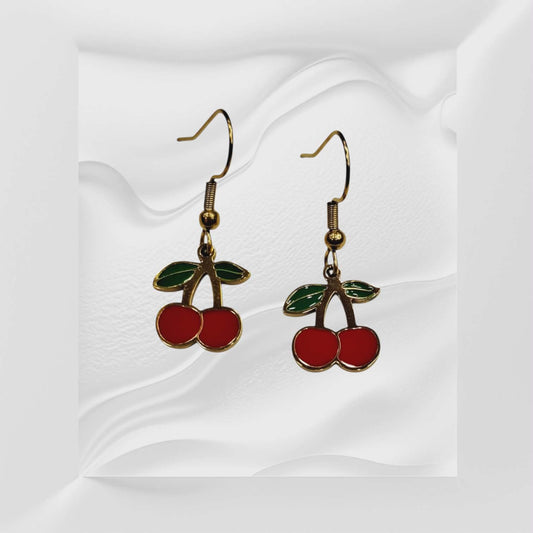 Επιχρυσωμένα Ατσάλινα Σκουλαρίκια Κερασάκια